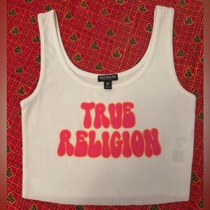 NWOT True Religion White and Pink Women's Tank Top